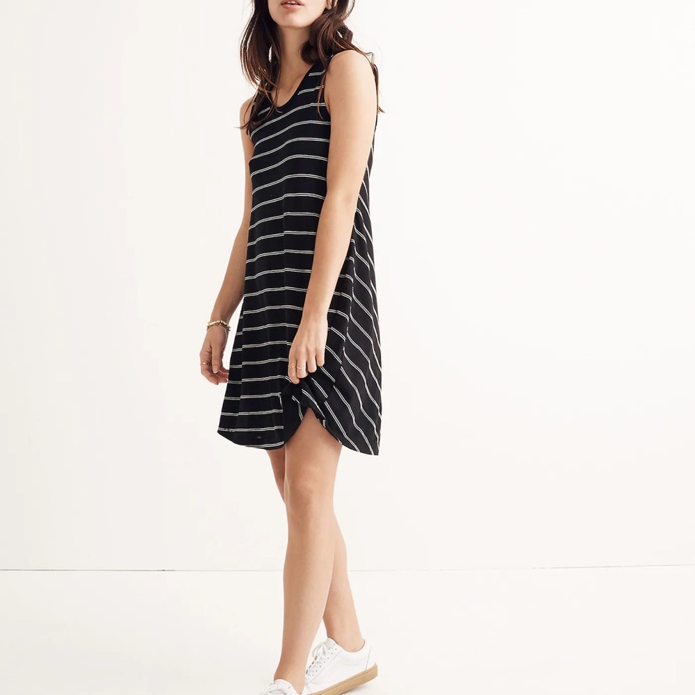 Madewell Highpoint Tank Dress in True Black Hosta Stripe